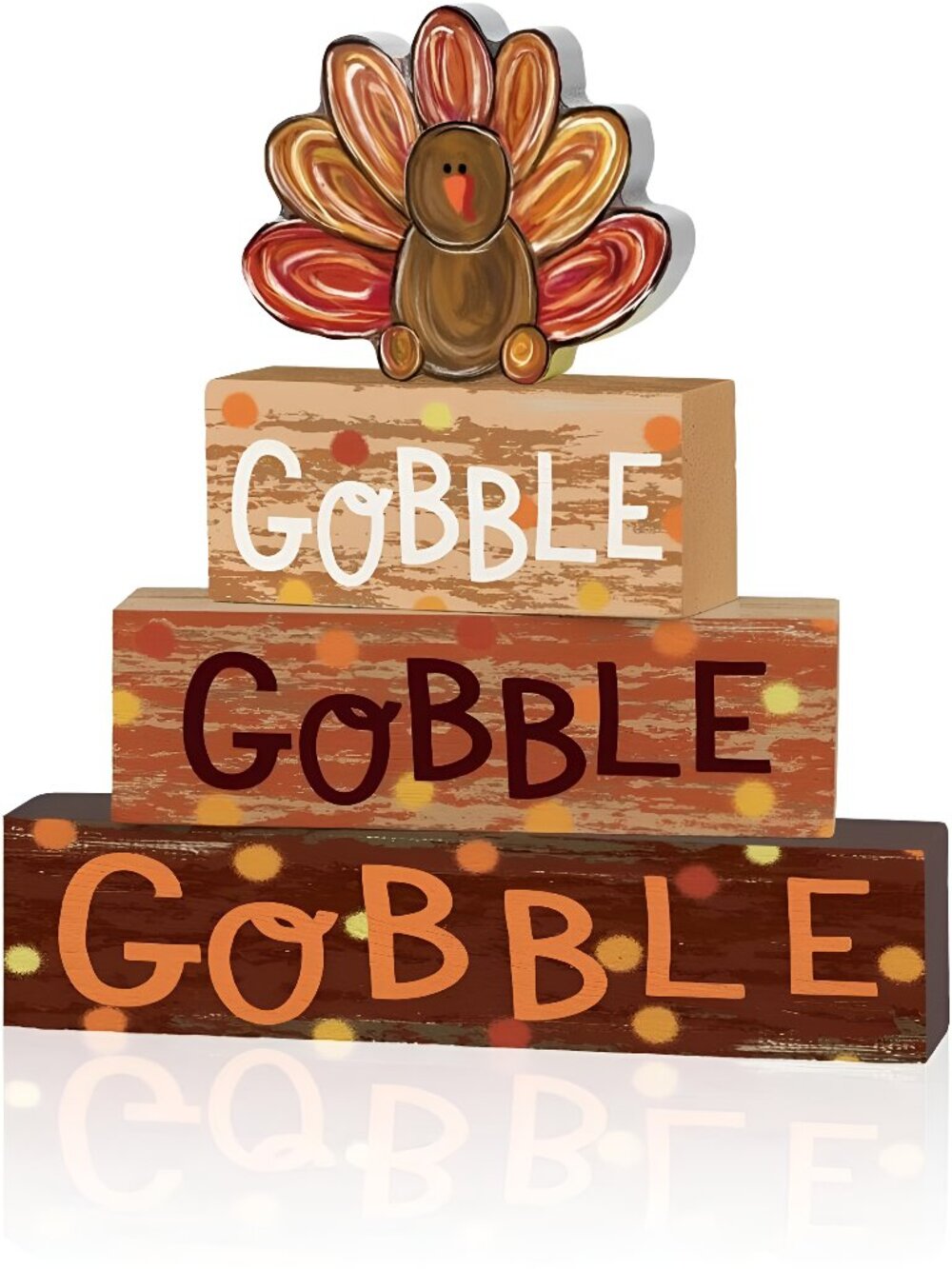 Thanksgiving Wooden Block Signs, Gobble Turkey Decorations